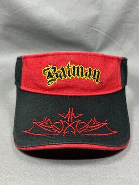 Vintage 2005 Batman Begins Youth Sun Visor Hat Drew Pearson Red Black DC Comics